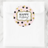Sticker Rond Joyeux Confetti d'or noir rose (Sac)