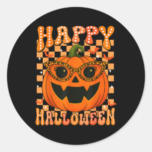 Sticker Rond Joyeux Costume Drôle Citrouille Halloween pour Tri