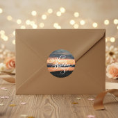 Sticker Rond Joyeux coucher du soleil d'anniversaire