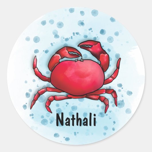Sticker Rond Joyeux crabe (Devant)