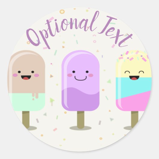 Sticker Rond Joyeux crème glacée Smiling Bars & Popsicles (Devant)