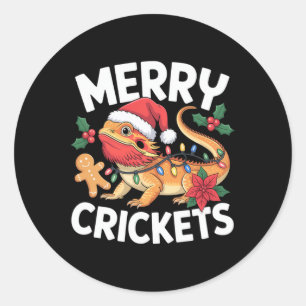 Sticker Rond Joyeux crickets ! Canon de Noël de dragon barbu