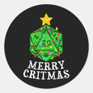 Sticker Rond Joyeux Critmas D20 Rpg Christmas Tree Rpg Gamer Ga
