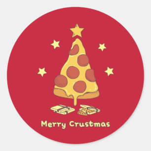 Sticker Rond Joyeux Croûtemas - Pizza Noël Classique Rond Sti
