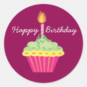 Sticker Rond Joyeux Cupcake d'anniversaire (Devant)