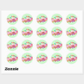 Sticker Rond Joyeux Cupcake et bougies d'anniversaire (Feuille)