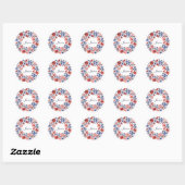 Sticker Rond Joyeux cycle des fleurs d'anniversaire (Feuille)