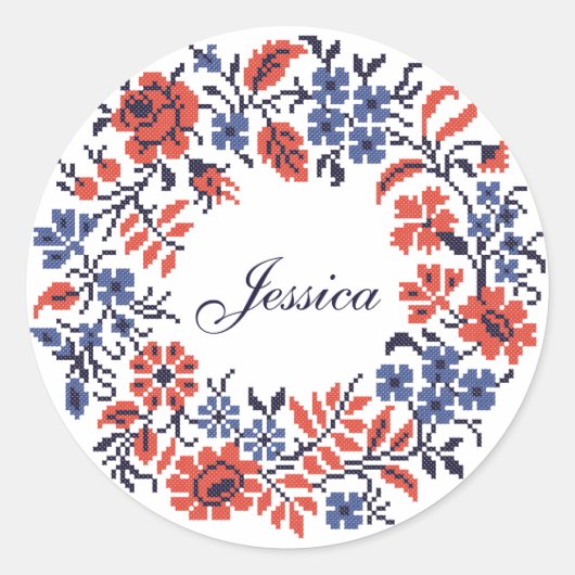 Sticker Rond Joyeux cycle des fleurs d'anniversaire (Devant)