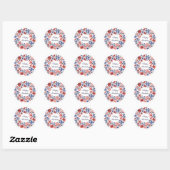 Sticker Rond Joyeux cycle des fleurs d'anniversaire (Feuille)
