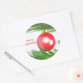 Sticker Rond Joyeux décor d'arbre de Noël (Enveloppe)