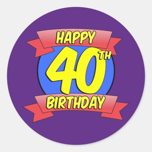 Sticker Rond Joyeux décor de 40e anniversaire (Devant)