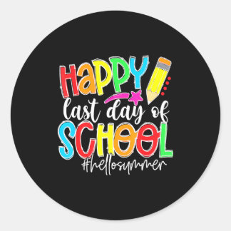 Sticker Rond Joyeux dernier jour d'école enseignant enfants rem