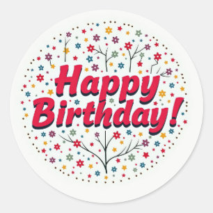 Sticker Rond Joyeux design d'autocollant d'anniversaire