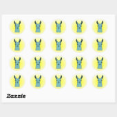 Sticker Rond Joyeux dessin Turquoise Llama (Feuille)