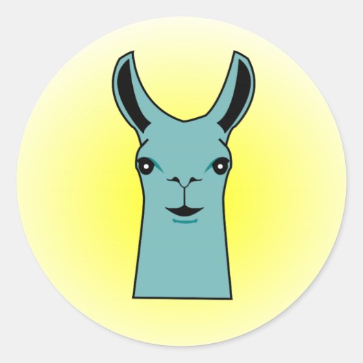 Sticker Rond Joyeux dessin Turquoise Llama (Devant)