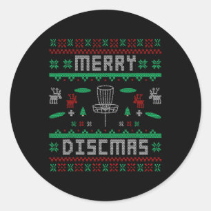 Sticker Rond Joyeux Disques Golf Vilain Noël Joyeux Chris