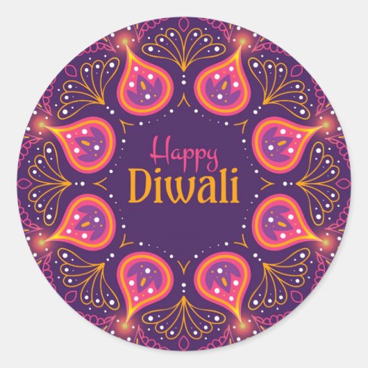 Sticker Rond Joyeux Diwali (Devant)