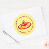 Sticker Rond Joyeux Diwali 20xx Ajouter Année Texte Jaune Plat  (Enveloppe)