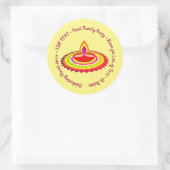 Sticker Rond Joyeux Diwali 20xx Ajouter Année Texte Jaune Plat  (Sac)