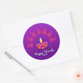 Sticker Rond Joyeux Diwali Ajouter Année 20xx Purple Jaune Roug (Enveloppe)