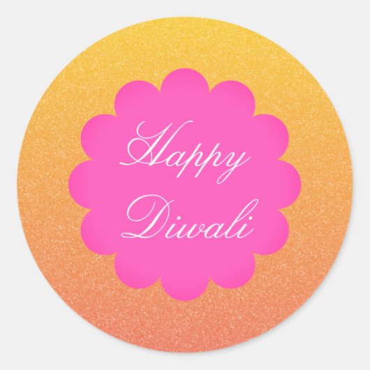 Sticker Rond Joyeux Diwali Elegant Gold Rose (Devant)