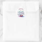 Sticker Rond Joyeux Diwali personnalisable blanc (Sac)