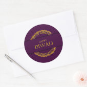 Sticker Rond Joyeux Diwali violet or élégant moderne (Enveloppe)