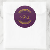 Sticker Rond Joyeux Diwali violet or élégant moderne (Sac)