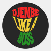 Sticker Rond Joyeux Djembe comme un patron de la typographie af (Devant)