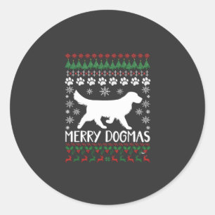 Sticker Rond Joyeux Dogmes Chien Flocon de Neige Sweat de Noël