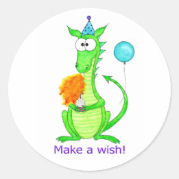 Sticker Rond Joyeux dragon d'anniversaire