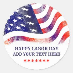 Sticker Rond Joyeux drapeau américain de la Fête du Travail