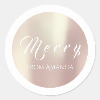 Sticker Rond Joyeux du nom White Rose Gold Holidays Blanc