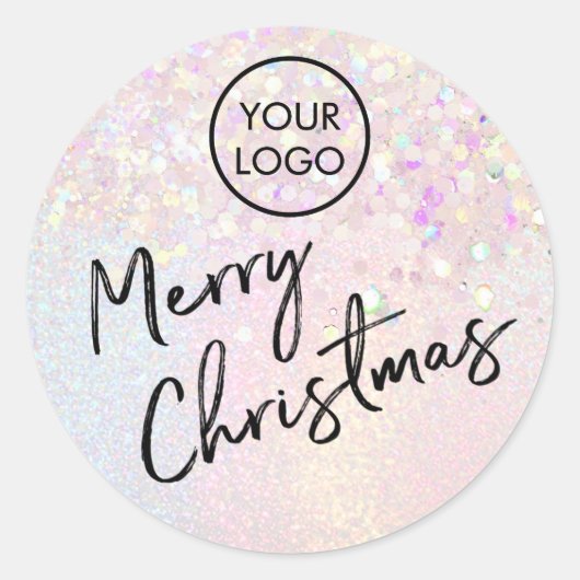 Sticker Rond Joyeux effet de parties scintillant de Noël (Devant)