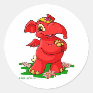 Sticker Rond Joyeux éléphant rouge à Shenkuu