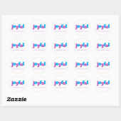 Sticker Rond Joyeux En rose et bleu (Feuille)