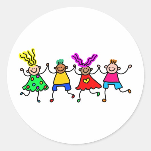 Sticker Rond Joyeux enfants (Devant)