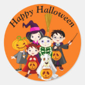Sticker Rond Joyeux enfants d'Halloween en costume (Devant)
