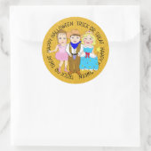 Sticker Rond Joyeux enfants d'Halloween en costumes (Sac)