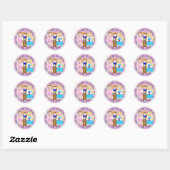 Sticker Rond Joyeux Enfants violets d'Halloween en costumes (Feuille)