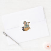 Sticker Rond Joyeux Épouvantail Automne (Enveloppe)