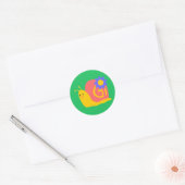 Sticker Rond Joyeux escargot rose et vert (Enveloppe)