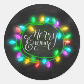 Sticker Rond Joyeux et brillant avec lumières