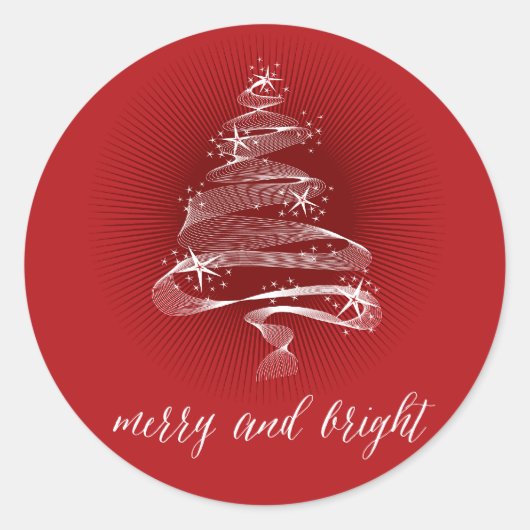 Sticker Rond Joyeux et brillant Fête de Noël Arbre de Noël (Devant)