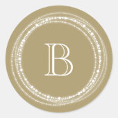 Sticker Rond Joyeux et brillant paillettes monogramme stylé de (Devant)