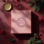 Sticker Rond Joyeux et brillant rose moderne et vert rétro Wavy