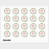 Sticker Rond Joyeux et brillant script de couronne de vacances (Feuille)