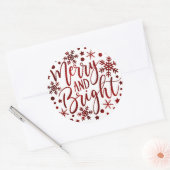 Sticker Rond Joyeux et brillants Feux de neige rouges Noël (Enveloppe)