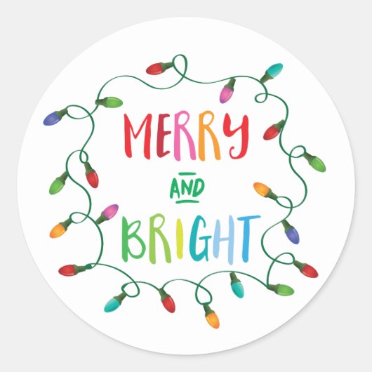 Sticker Rond Joyeux et brillants feux de Noël (Devant)