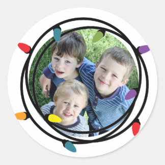 Sticker Rond Joyeux et brillants feux de Noël